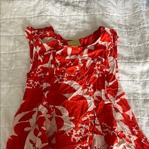 Maeve Red and White Abstract Sleeveless Dress